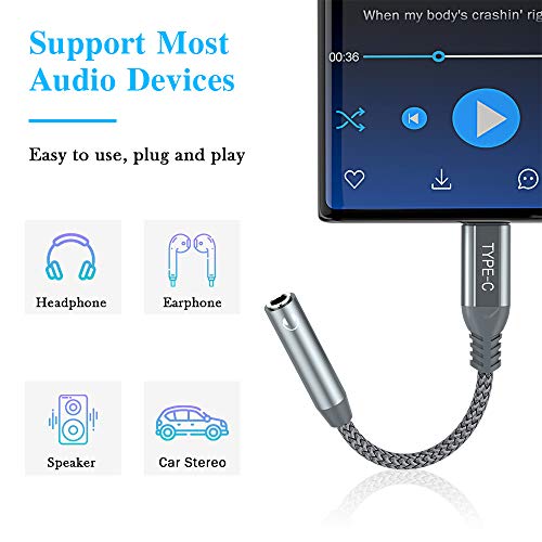 Titacute Usb C Headphone Adapter For Galaxy S23 S22 Ultra A53 A54 Usb C To 3.5Mm Jack Audio Adapter Aux Cable Hi-Res Dac Earphone Dongle For Samsung S21 S20 Z Flip 4 Google Pixel 6 6A 7 Pro 7A Oneplus #TOP4