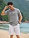 COOFANDY Men's Beach Shirt Short Sleeve Untucked Button Up Shirt Summer Shirts Light Gray