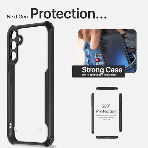 Image of Pikkme Back Cover | Crystal Clear Transparent Back | Ultra Hyrbid | Full Camera Protection | Raised Edge | Bumper Back Case for Samsung Galaxy M55 5G / M55s 5G / F55 5G (Black)