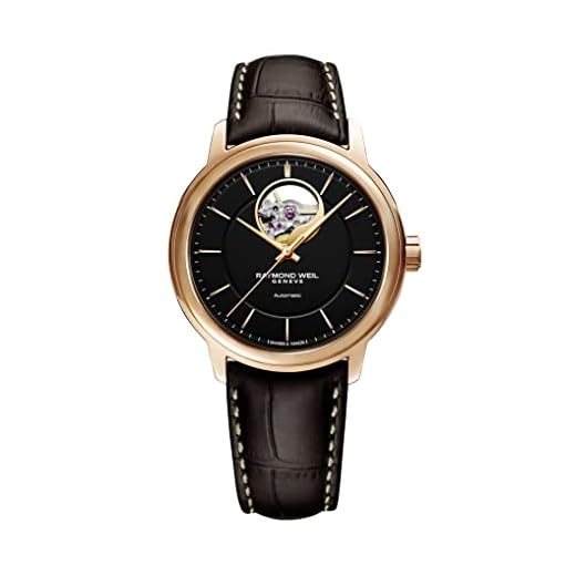 Raymond Weil Reloj Maestro, 2227 -PC5-20021, Redondo, mecánico con Cuerda automática y balanza Visible para Hombre Negro Caja de 40 mm