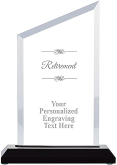 Crown Awards Personalized Acrylic Trophy, 6" Engraved Incline Slant Acrylic Award