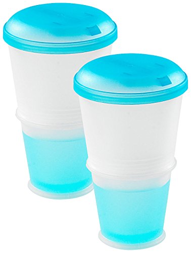 Rosenstein & Söhne Müslibecher: 2er-Set Müsli-to-go-Becher mit Milch-Kühlfach & Löffel (Joghurtbecher to Go, Joghurtbecher mit Löffel, Dose)