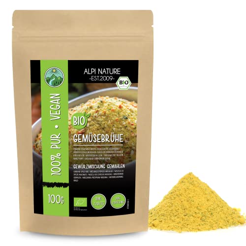 Mélange d'assaisonnement pour bouillon de légumes bio, sel d'assaisonnement pour soupe bio, pour bouillon de légumes, 100% naturel, ingrédients biologiques, sans additifs artificiels (100 GR)