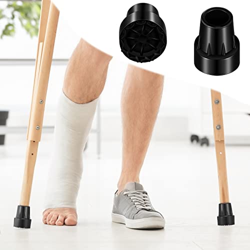 Replacement Cane Tips Set, 2 Pcs Rubber Cane Tips for 3/4 inches/1.9 cm Diameter Crutch Tips 2 Pcs Black Foam Cane Replacement Hand Grip 4.3 x 0.8 inches for Home Offset Canes Crutchs Walking Medical