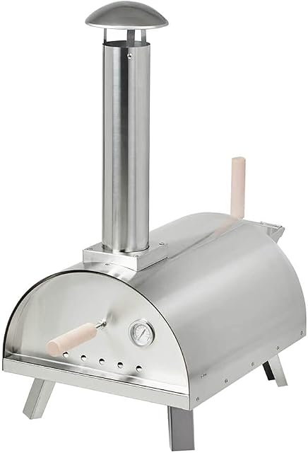 Trueshopping Pizza Oven Portable Stainless Steel Outdoor Pizza Oven with 13 inch Pizza Stone Base Multi Fuel Charcoal, Pellet and Wood Fired Pizza Maker BBQ Smoker