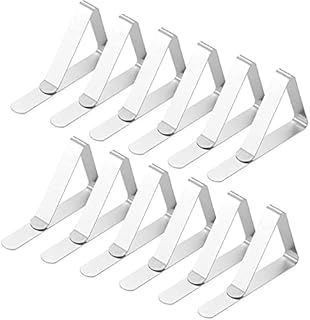 12Pcs Table Cloth Clips Indoor Outdoor Stainless Steel Tablecloth Clips Adjustable Table Cloth Holders Table Cover Clamps for Home, Dining, Garden, Weddings, Picnic, Party, Outside, Dinners (Triangle)