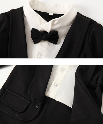 Baby Boy Suit Formal Gentleman Wedding Romper Jumpsuit Set Outfit Tuxedo4