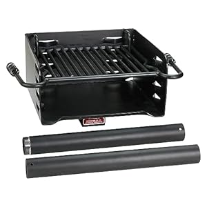 Pilot Rock Park Style Heavy Duty Steel Outdoor BBQ Charcoal Grill with Cooking Grate and 360 Degree Swivel Post for Camping or Backyard Black