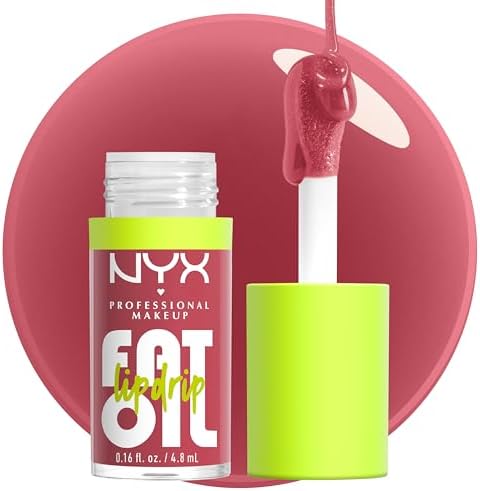 NYX PROFESSIONAL MAKEUP Fat Oil Lip Drip, Moisturizing, Shiny and Vegan Tinted Lip Gloss - Chillin Like a Villain (Pale Dusty Rose)