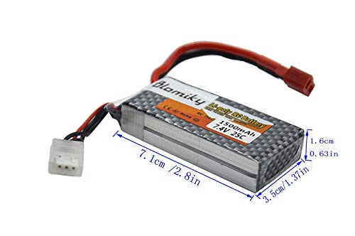 Blomiky 2 Packs 7.4V 1500mAH 35C Lipo Battery with Deans T Plug and Charger for RC Truck Car Vehicle Truggy RC Hobby 7.4V 1500mAh T 2 - Thumbnail 5