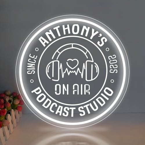 Custom Recording Studio Neon Sign, Personalized Podcast Studio Neon Light, Recording Room On Air Sign, Podcast Radio Music Club Wall Art, Microphone Led Light