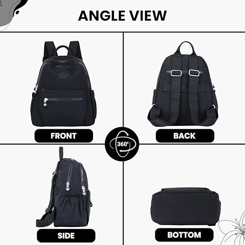 Image of TS WITH TECHSUN Stylish Women Mini Backpack | Lightweight Travel Small Nylon Bag with Multiple Pockets | Anti-Theft Zipper Pocket | Casual, Work, Office, Picnic Backpack for Girls