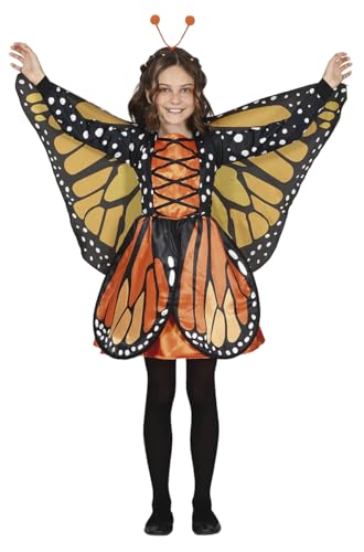 FIESTAS GUIRCA Disfraz de Mariposa Maravillosa - Vestido Naranja de Mariposa Monarca con Diadema para Niñas de 5-6 Años