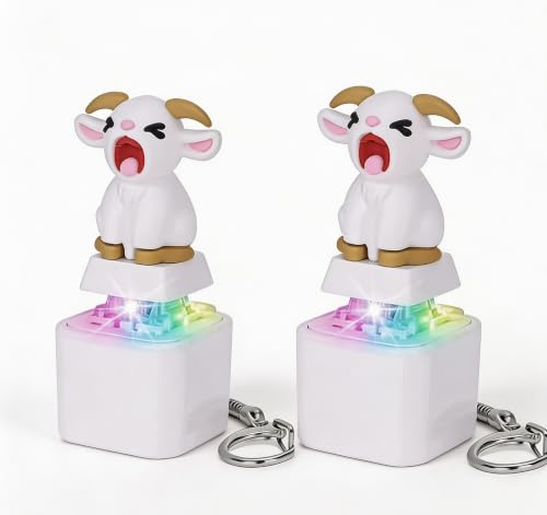 Lot de 2 porte-clés en forme de mouton (A4) | Bouton lézard, clavier Ducky
