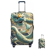 ASLKXOPEMG Funda para equipaje de 65 a 95 cm, funda elástica para maleta, protector de dragón, fondo chino, antiarañazos, lavable, protector de maleta, fundas decorativas, Black, S, Juego de equipaje
