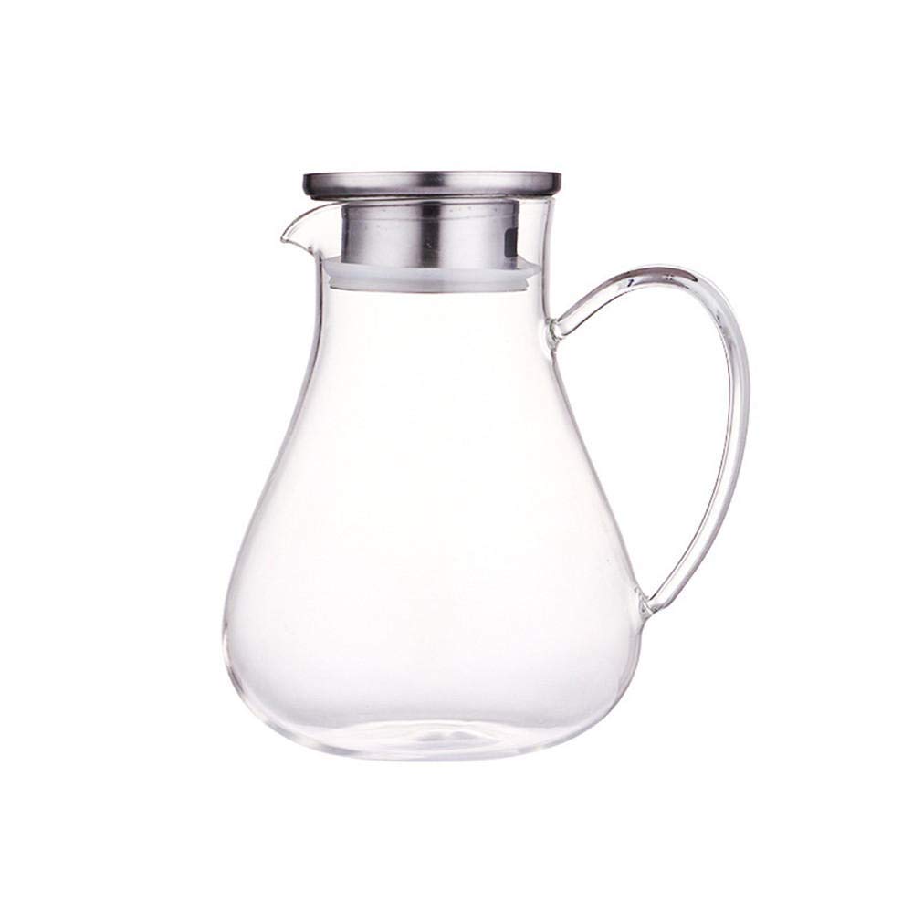 Brocca in vetro da litro, con coperchio, brocca per tè ghiacciato, vino caffè, latte e succhi di frutta, caraffa per acqua calda fredda (vaso singolo, senza accessori), 1900ml