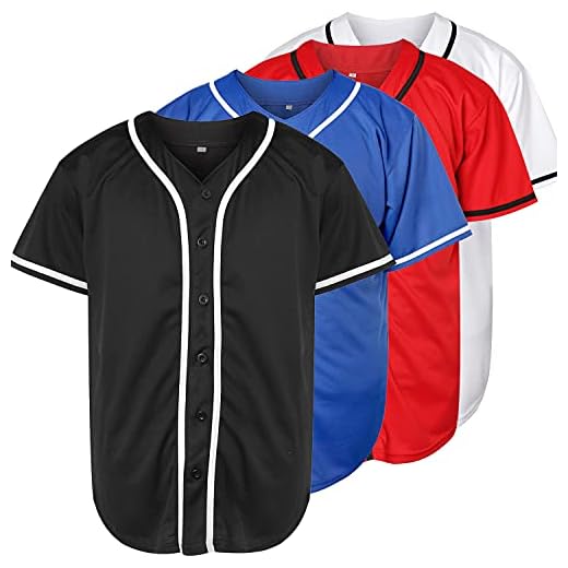 Blank Plain Hip Hop Hipster Baseball Jersey Button Down Shirts Sports Uniforms Men Women Jersey (White, Large)