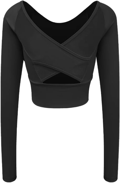Kschenimy Long Sleeve Shirts for Women,Fashionable Breathable Workout Running Shirts Athletic Yoga Slim Fit Gym Crop Topsb