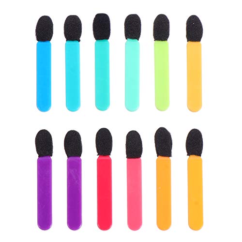 FRCOLOR 48pcs Mini Eyeshadow Brush Single-ended Eye Shadow Sponge Applicators Brush with Colorful Handle (Random Color)