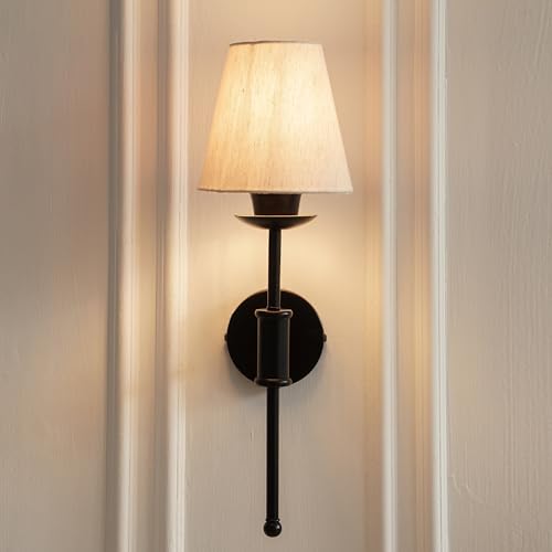 Image of Divine Trends Black Polished Spacer Wall Lamp with Off White Shade for Living Room, Bedroom, Home Decoration Wall Light - Pack of 1