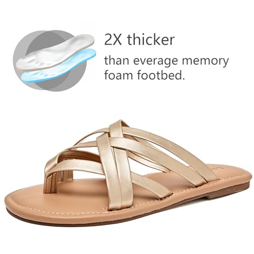Image of Luoika Women's Wide Width Flat Sandals, Flip Flop Slides Sandal Casual Strapy Sandal Slip on Summer Beach Shoes for Women.
