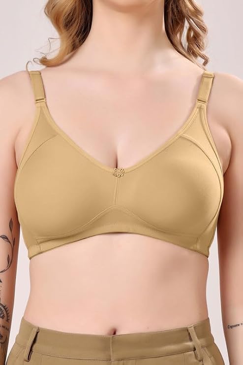 Image of London Hills Regular Bra for Women Everyday Non Padded Wire Free Full Coverage Cotton Blend