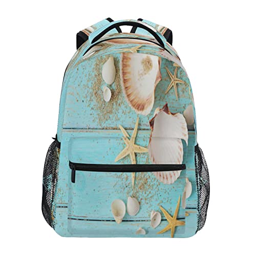 Mochila de viaje para laptop, verano, playa, conchas marinas, estrellas de mar, universidad, escuela, libros, estudiantes, iPad, tablet, mochila de hombro para hombres, mujeres, niñas, niños