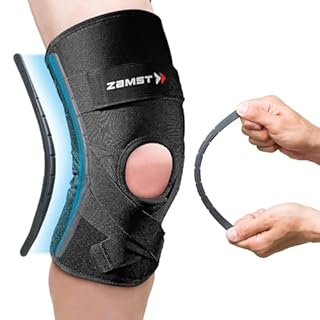 Zamst ZK-Protect Knee - Ginocchiera per Stabilizzazione legamenti anteriore LCA, laterale LCL e mediale LCM, sostegno articolazione, menisco e rotula - Basket, Sci, Volley, Calcio e altri sport (M)