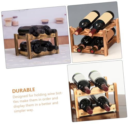 Support rangement bouteilles vin compact double étagère décorative - 5