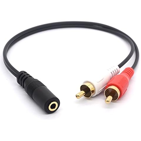 Gold plated 3.5mm Female to 2 RCA Male Audio Stereo Y Splitter Cable AV Adapter for iPod, iPhone, iPad, smartphones, tablets and mp3 players, Home theater - 30CM Cover