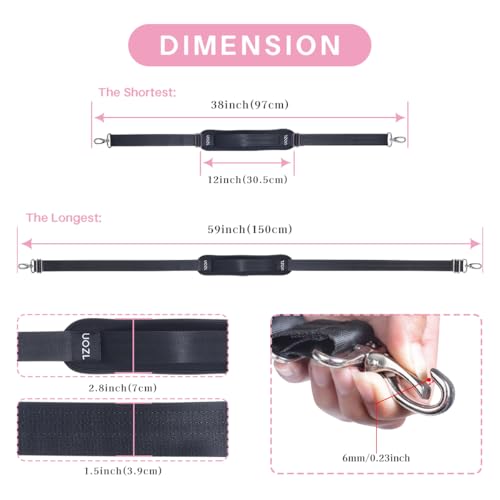 59 Inch Shoulder Straps, Soft with Ultra-Thick Fixed Shoulder Pad, Two Way Independently Adjustable Buckle Replacement Straps for Laptop Bag Messenger Bag Tool Bag Luggage,Black - Image 4