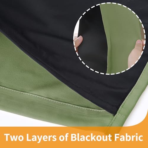 Image of YoungsTex 100% Blackout Curtains 84 Inch Length 2 Panels, Room Darkening Drapes with Liner Thermal Insulated for Bedroom Window, Green, 52 X 84 Inch