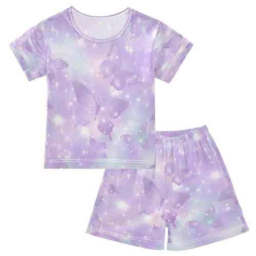 senya Short Sleeve Pajamas Sets Summer Cotton Sleepwear Stars and Butterflies