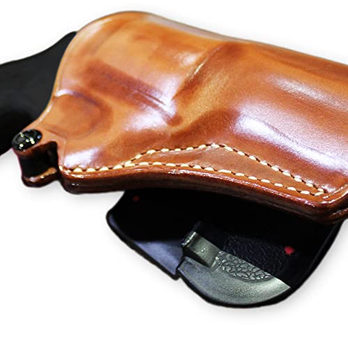 Premium Leather Owb Paddle Holster Open Top Fits S&W Model 60.357 Magnum 3'', Right Hand Draw, Brown Color #1176# #TOP3