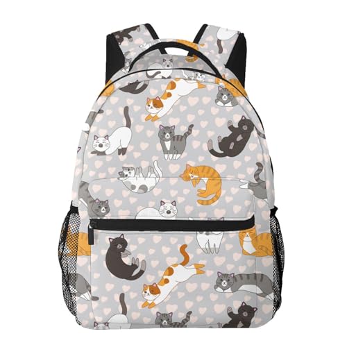 HKHEHOP Mochila para escola, laptop, mochila para livros, grande, casual, para estudantes, meninas, crianças, adolescentes, viagens, esportes, trabalho, Gatinho Kawaii, gatinho fofo, One Size