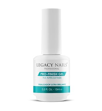 Legacy Nails Professional PRO FINISH GEL 0.5oz - High-Gloss Acrylic Nail Sealer for Long-Lasting Shine - Quick-Dry Formula, Scratch Resistant & Fade-Proof Protection, UV or LED gel-curing Lamp