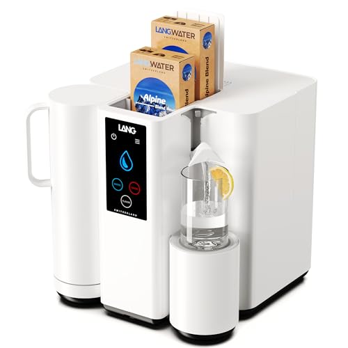 LANGWATER The Well Erogatore Acqua - Sistema di Filtrazione & Mineralizzazione con Filtro Acqua Osmosi Inversa - Starter Kit con 3 Filtri & 2 Confezioni di Minerali - Eco-Efficiente