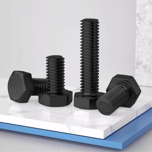 Drenky M10 Sechskant Schrauben‌ Edelstahl A2 V2A M10 x 25mm Sechskantkopfschrauben 10 Stück DIN 933 Maschinenschrauben für Möbelreparatur, Automobil und Maschinenmontage, Schwarz