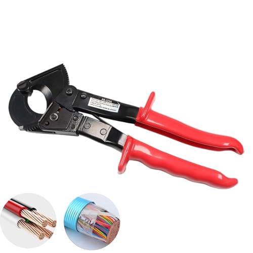 Image of Heavy Duty Ratchet Cable Cutter, One-Hand Operation Wire Cutting Tool for Aluminum & Copper Cable up to 240mm², Safety Release for Electrical Work & DIY