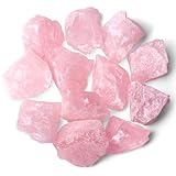 Rose Quartz Bulk Natural Healing Crystals Raw Rough Stones Sets for Cabbing Tumbling Cutting Lapidary Polishing Reiki Crytsal Healing Wire Wrapping Decoration Gemstone 0.45lb