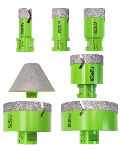 Image of Diamond Core Drill Bits Set,20 /25 /32 /50 /75 /90mm Tile Hole Saw Kit with 82mm Diamond Beveling Chamfer Bit for Porcelain Ceramic Tile Granite Marble