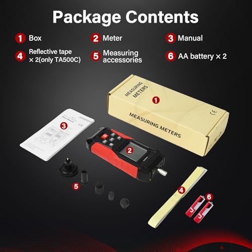 Digital Drehzahlmesser, Tachometer 2-in-1 Optisch (3-99.999 U/min) & Kontakt (3-19.999 U/min), 50-500mm Messabstand, 0.8s Reaktion, Max/Min/Durchschnitt für Auto, Industrie