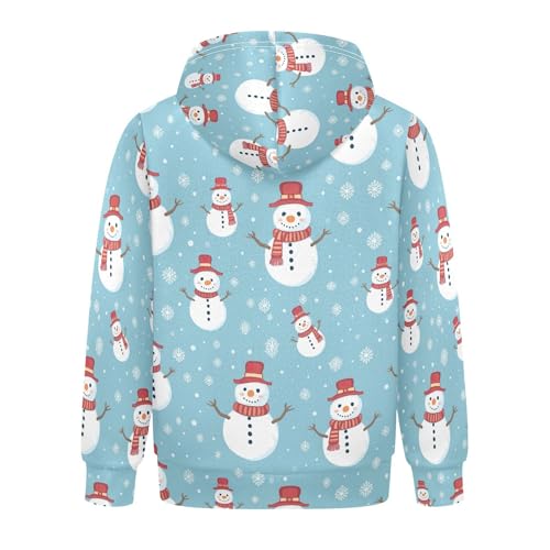 Kids Hoodies Sweaters Christmas Xmas Snowman Hooded Sweatshirts with Big Pockets for Boys Girls B04000642