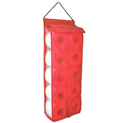 YNR Organizador colgante para rollo de papel higiénico, dispensador de almacenamiento de tela para baño (rojo)