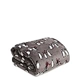 Vera Bradley Women's Fleece Plush Throw Blanket, Penguins Galaxy Gray, 80 X 50