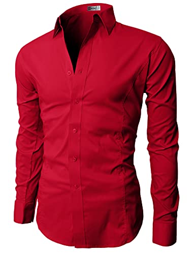 H2H Mens Slim Fit Dress Shirts Stretch Long Sleeve Basic Formal Shirts Solid Business Casual Button Down Shirts3