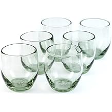 9 oz Hand Blown Mexican Drinking Glasses - Set of 6, 9 fl oz each, Clear