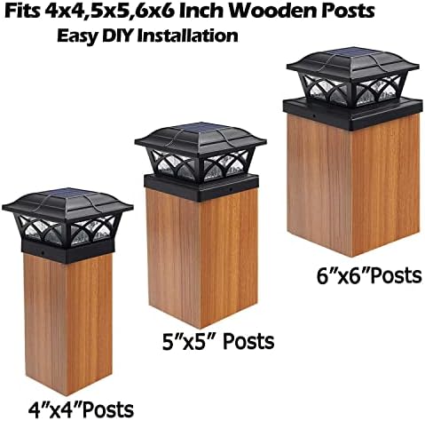 Siedinlar Solar Post Lights Solar Lights Outdoor Garden Post Lamp with 2 Modes LED Light Waterproof Landscape Fence Post Cap Lamp for 4x4 5x5 6x6 inch Wooden Posts Patio Garden Decoration