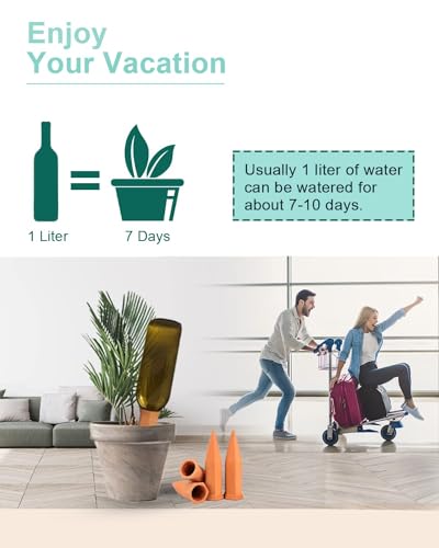 Image of vensovo 10pcs Terracotta Watering Spikes - Automatic Self Watering Stakes, Plant Watering Devices for Wine Bottles Recycled Bottles, Clay Plant Garden Waterers for Vacations | Automatic Self Watering Stakes, Plant Watering Devices for Wine Bottles Recycled Bottles