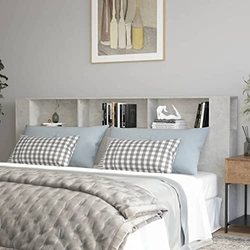 UJCHVHN Artículo: Cabecero gris concreto 220 x 18,5 x 104,5 cm, camas y accesorios, cabeceros y estribos